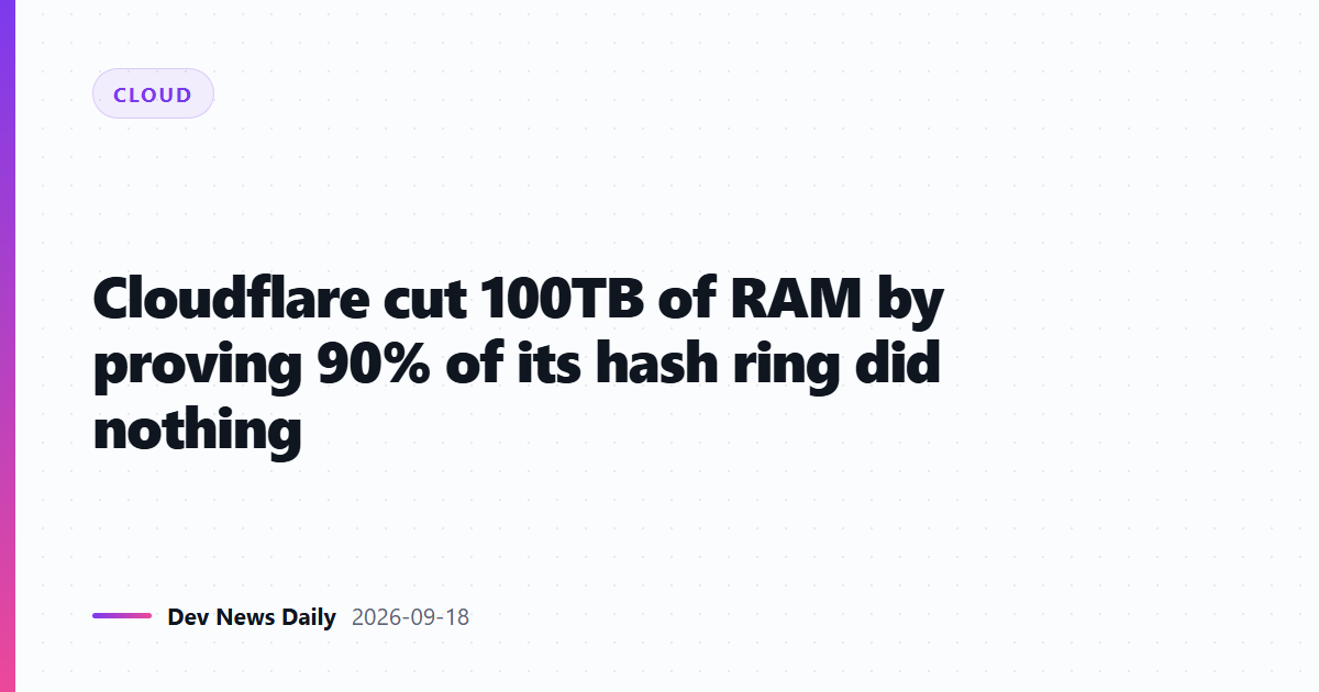 Cloudflare cut 100TB of RAM by proving 90% of its hash ring did nothing